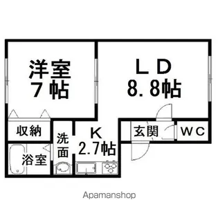 リバティ水芭蕉【102号室】の間取り