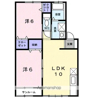 サン・ドミールB【102号室】の間取り