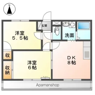ラフィーネ石尾台【2階】の間取り
