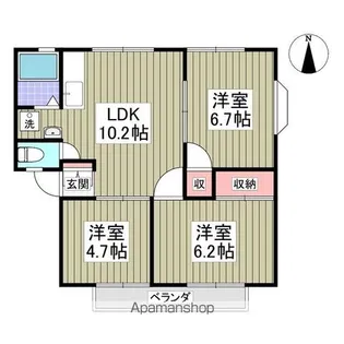 パールハイツA 佐野【2階】の間取り