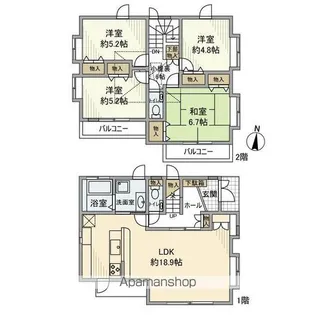 東京都東中市南町2丁目【一戸建】の間取り