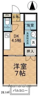 メゾニティ牧野 B【206号室】の間取り