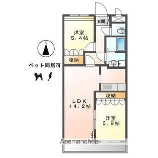 ペティハウス・ロベリア【2階】の間取り