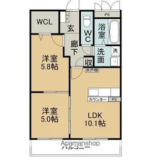 ハートフルマンション桃李【2階】の間取り