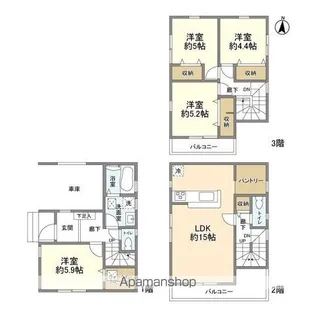 埼玉県川口市元郷3丁目【一戸建】の間取り