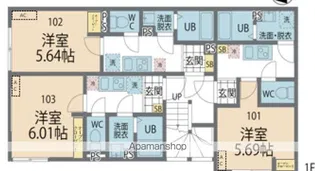 カインドネス本厚木WEST【303号室号室】の間取り