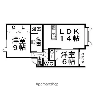 クレアひかり野【1階】の間取り
