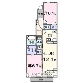 ロータス水巻2【1階】の間取り