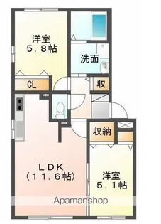 ユージュリイ【1階】の間取り