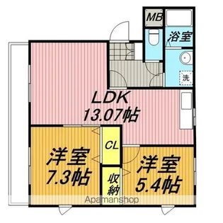 2LDKの間取り画像