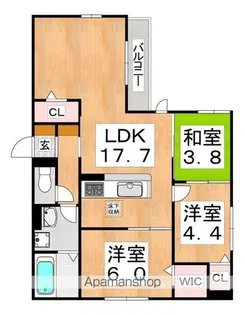 クラシスト万代【3階】の間取り