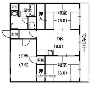 ハイメゾン中西B棟【1階】の間取り