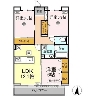SINFARIA六本松【1階】の間取り