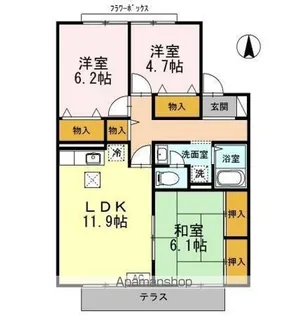 セジュールまどか【1階】の間取り