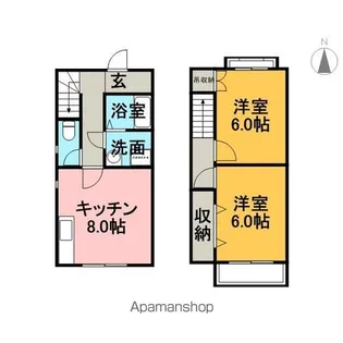 愛知県半田市大松町1丁目【テラスハウス】の間取り