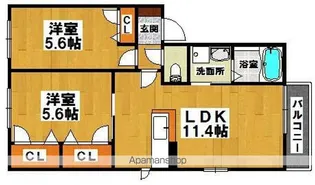 ボンヌ・シャンス【102号室】の間取り