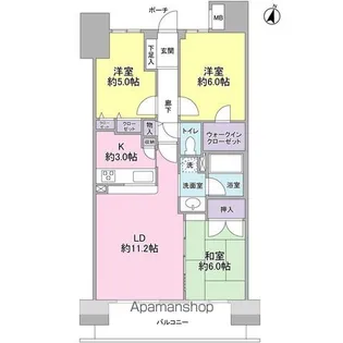 グランカーサ新小岩【11階】の間取り