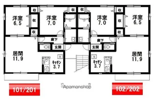 エルメゾン柚須【101号室号室】の間取り