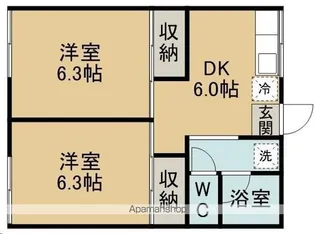 クレール旭ケ丘【102号室】の間取り