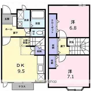 メゾンパルテール B【1階】の間取り