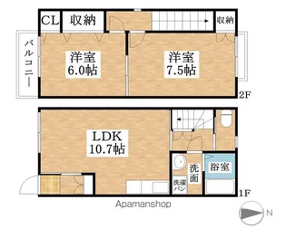 プラッサムコート小郷B【1階】の間取り