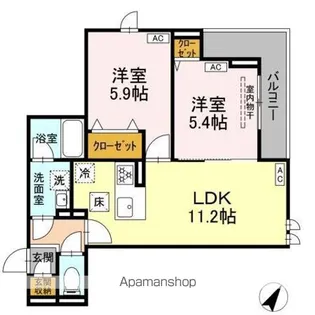 セレスティア細田C【1階】の間取り