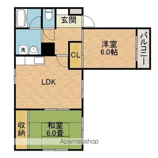郡家シャトルマンションIII号棟【2階】の間取り