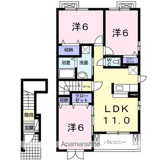 ラルジュメゾンB【2階】の間取り