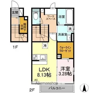 ドゥ・薬師堂 B【2階】の間取り