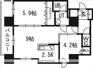 クレジデンス札幌・南4条【14階】の間取り