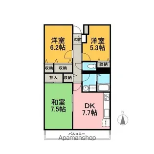 アビタシオン松長【3階】の間取り