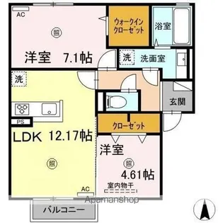 DーROOM桜 II棟【2階】の間取り