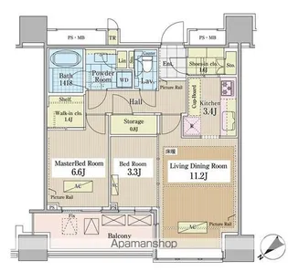 パークコート千代田富士見ザタワー【32階】の間取り