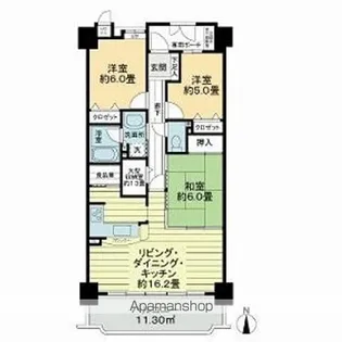 ライオンズガーデン南鏡島【402号室】の間取り