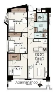 朝日山手マンション【4階】の間取り