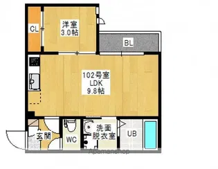 GRANDTIC ARIETTA 2(旧)GR 庚午2【102号室号室】の間取り