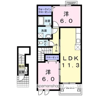 ロッソフィオーレC【2階】の間取り