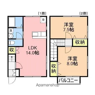 クレストハイムB【1階】の間取り