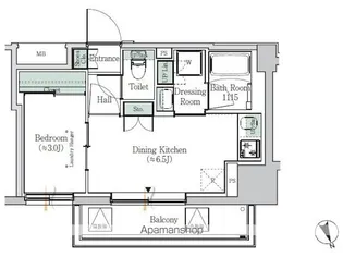 ONE ROOF RESIDENCE ASAKUSABASHI【7階】の間取り