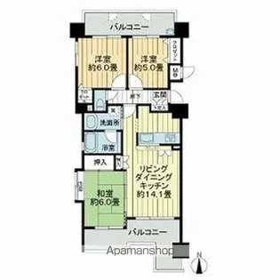 ヴェルディ五日市中央イーストタワー【2階】の間取り