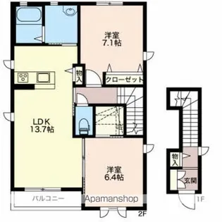 クラヴィエ並柳B棟【2階】の間取り