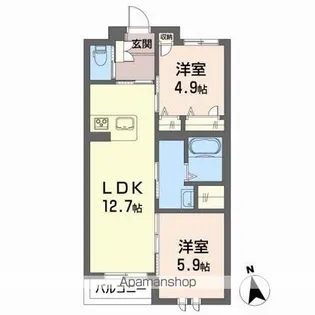 シャーメゾンガーデン福島 B棟【105号室】の間取り