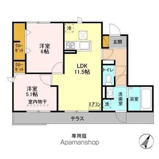 WEST COURT 楓【1階】の間取り