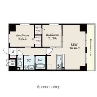 GRANDUKE高辻【14階】の間取り
