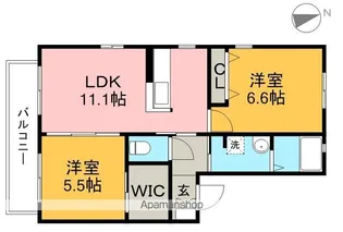 シティ クレール E棟【2階】の間取り