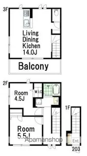 VILLA・SYMBIOSE三軒茶屋(ヴィラ・シンビオーズ)【203号室】の間取り