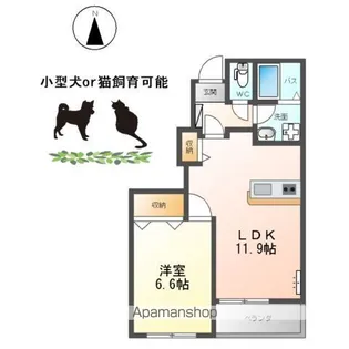 サンシャインハウスB【1階】の間取り