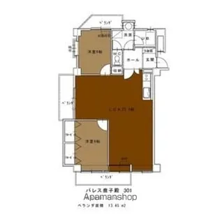 パレス鹿子殿【3階】の間取り