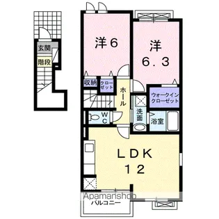 ブリーゼⅡ【2階】の間取り