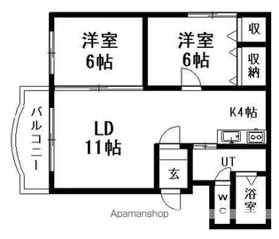 パレスニーノ月寒【1階】の間取り